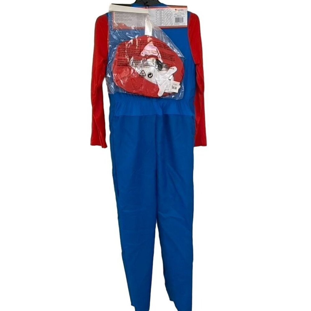 Super Mario Deluxe Halloween Costume Jumpsuit Kid's Padded Belly Sz Large - Picture 3 of 5
